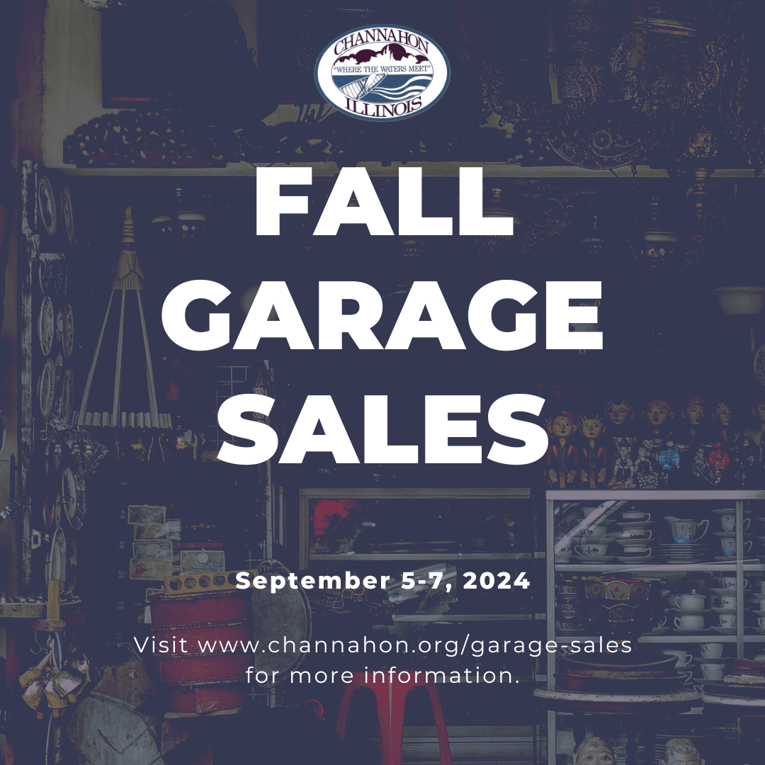 Graphic advertising the dates for the 2024 Fall Garage Sales, taking place September 5-7, 2024.