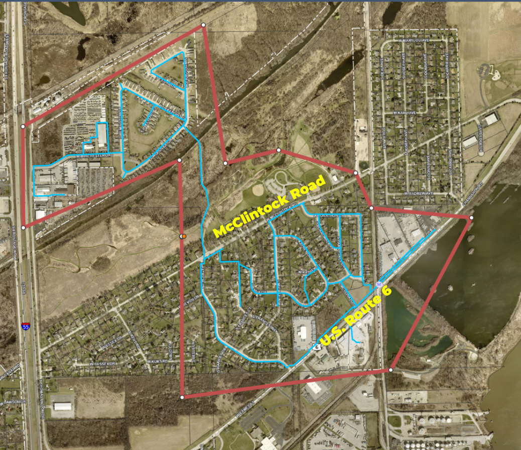 Map depicting area of hydrant flushing scheduled for September 24-25, 2024.