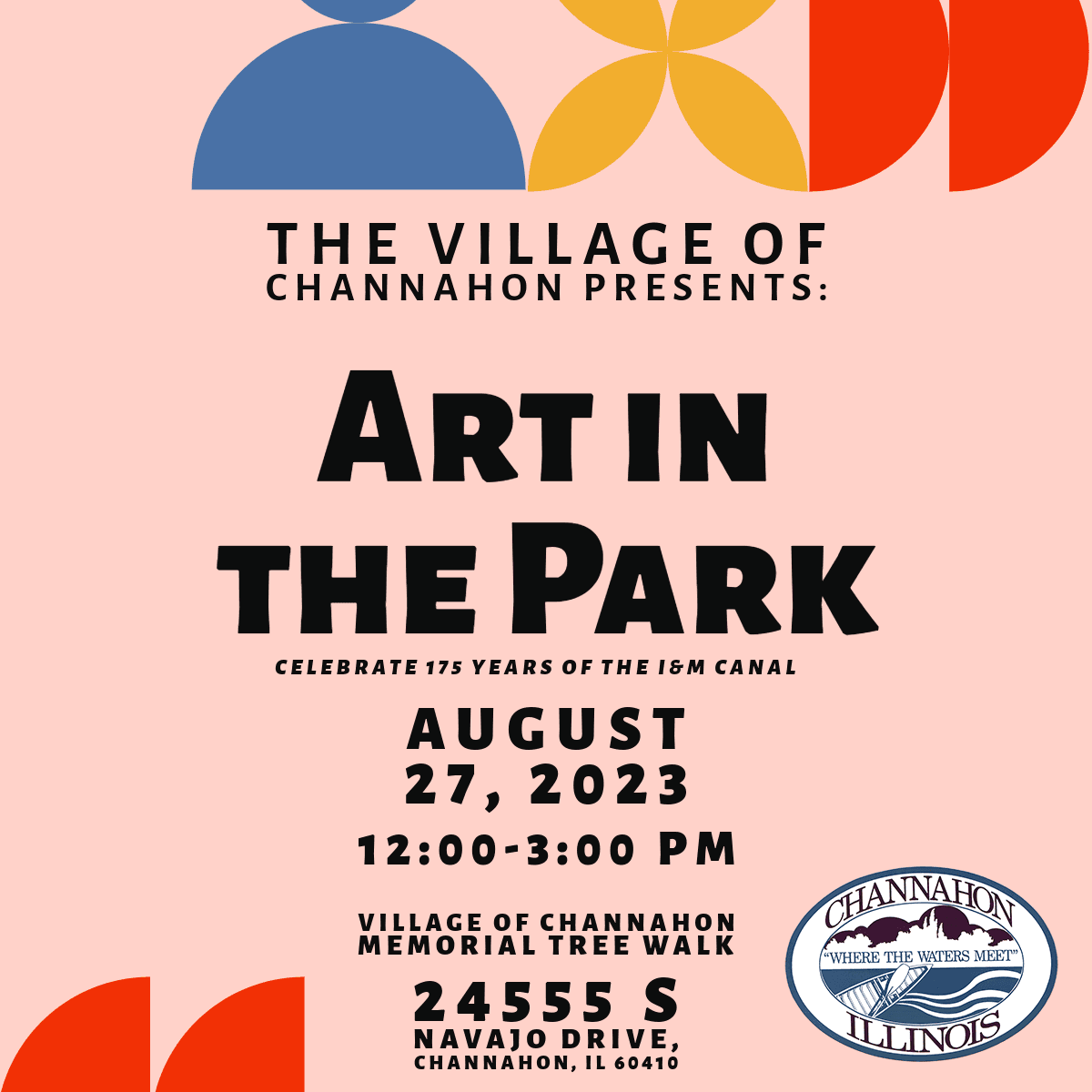 Flyer advertising the Village's 2023 Art in the Park event.