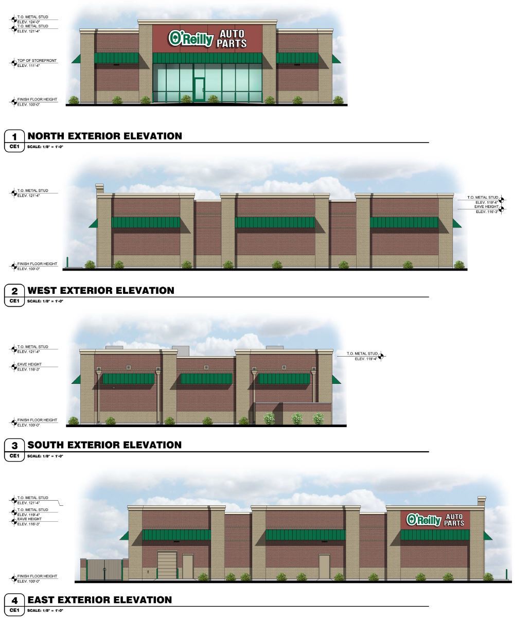 O'Reilly Auto Parts Exterior Elevations
