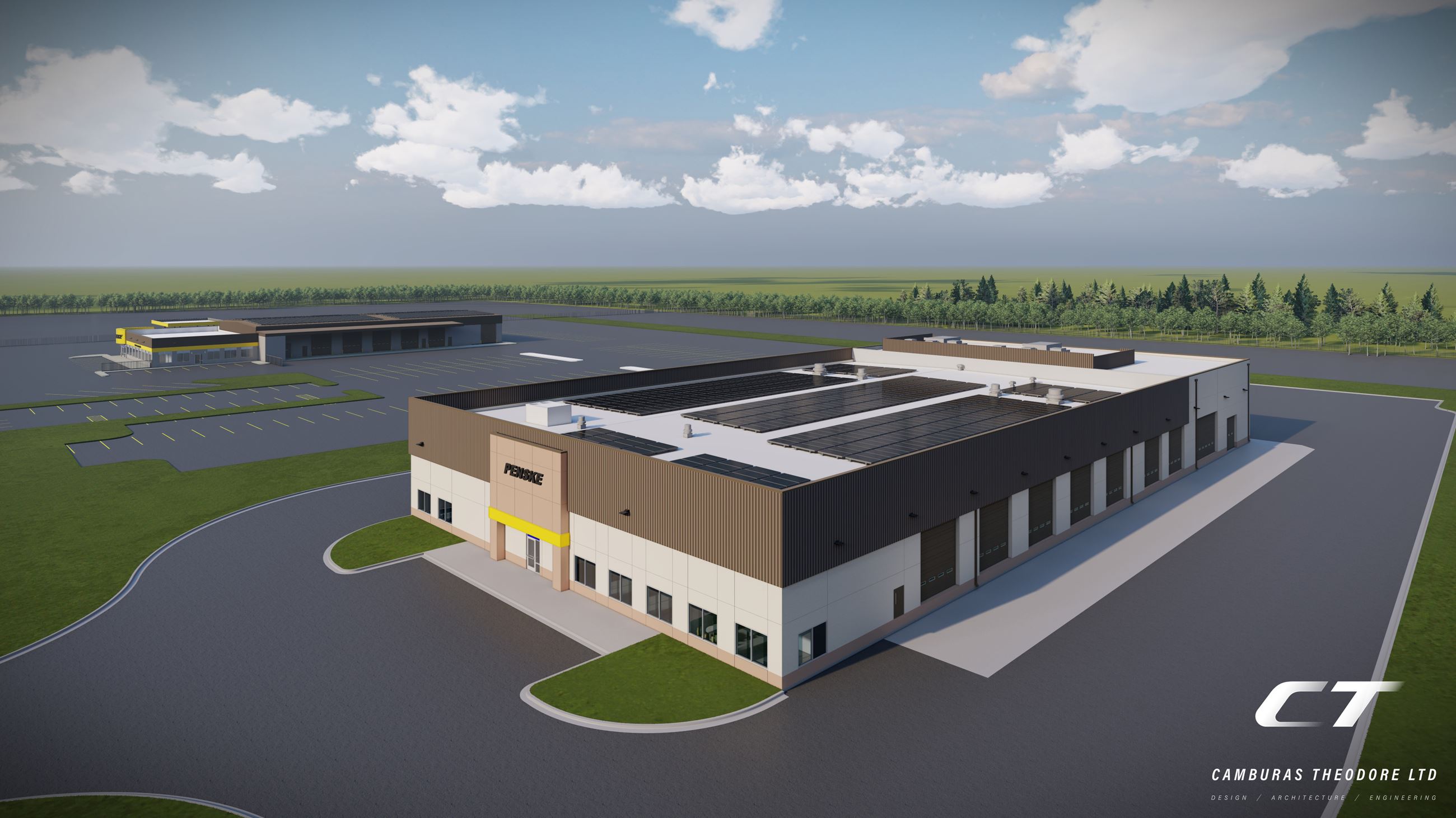 Birdseye View of Penske PCTR Building Elevation