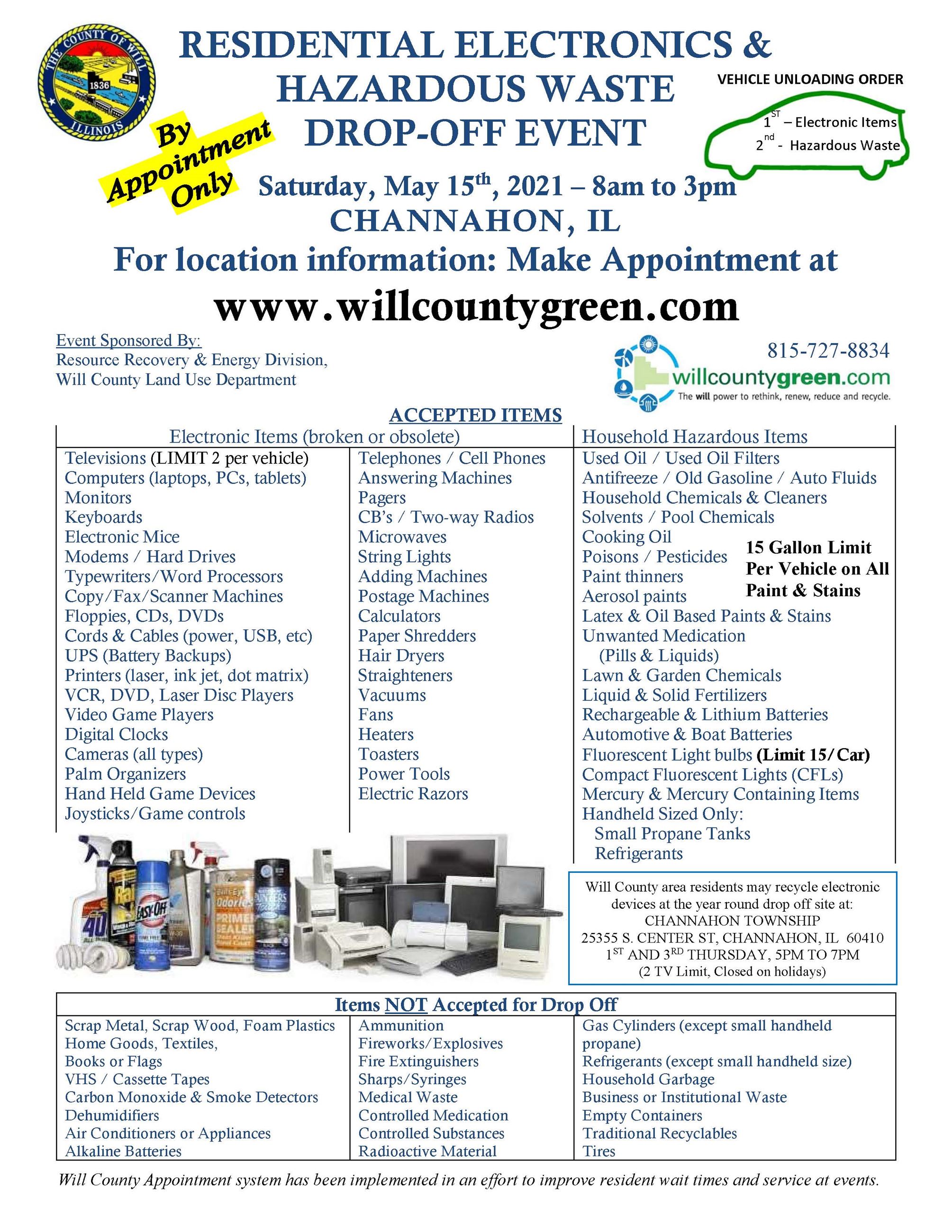 Flyer for 05.15.2021 recycling event