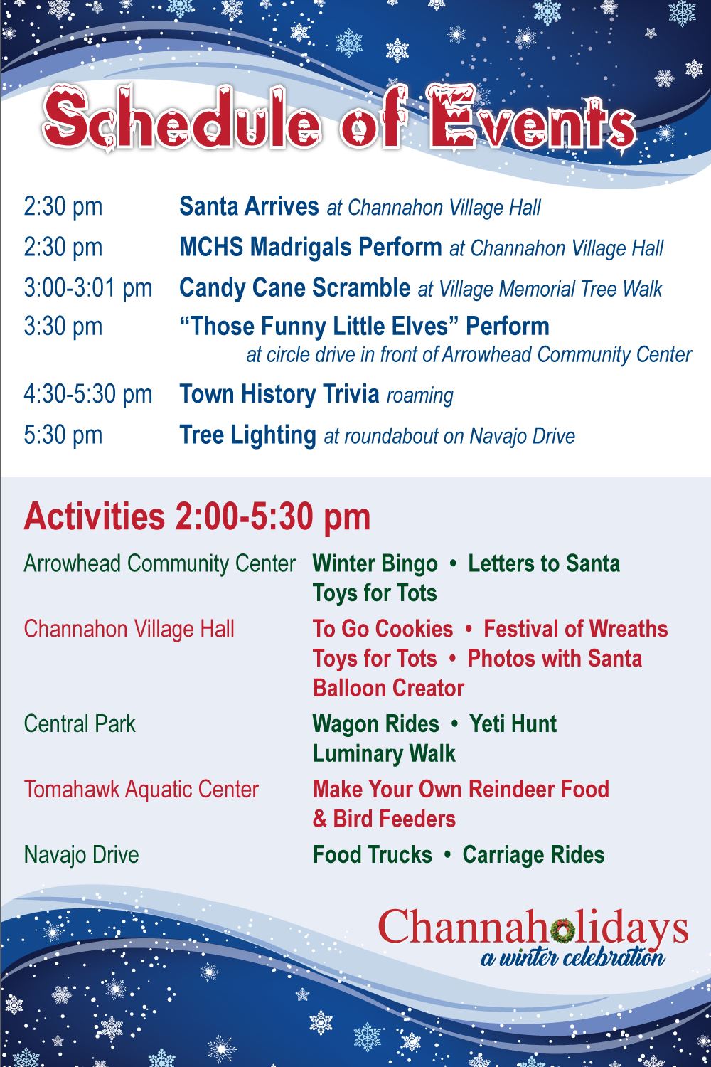 Channaholidays 2021 Schedule of Events