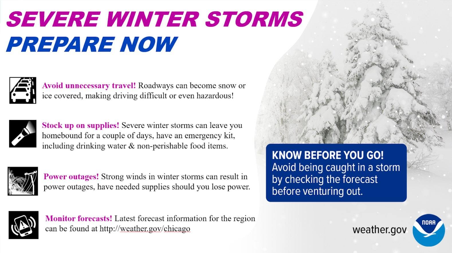 Graphic with winter weather preparedness tips